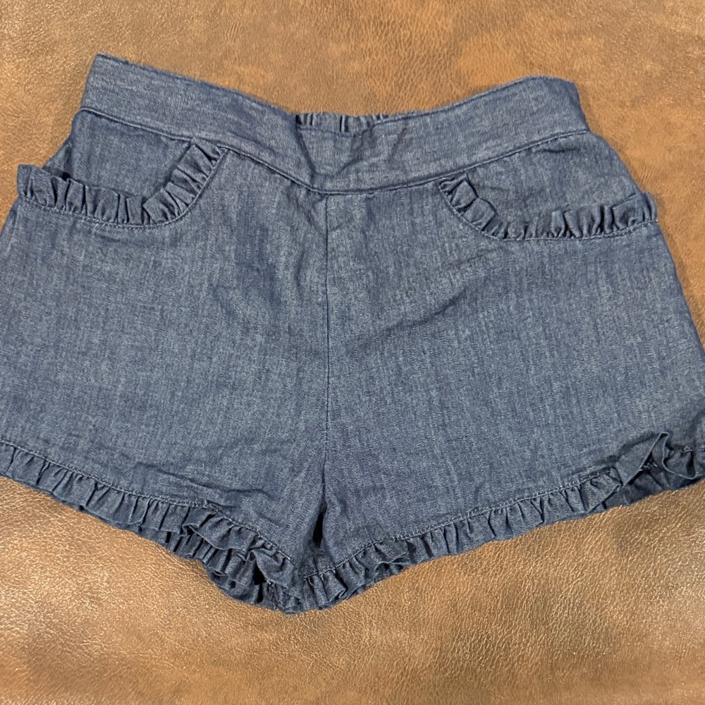 Busy Bee. Size 8. Denim Ruffle Trim Shorts